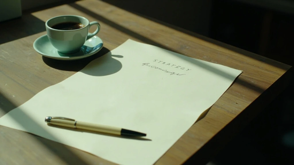 A signed strategy document on a desk beside a fountain pen