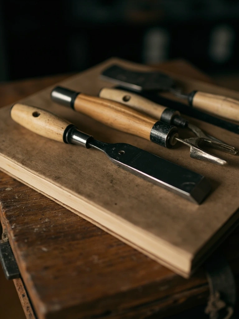 Field and Forge tools still on a workshop bench